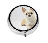 Chihuahua Isolated Animals Wildlife Purebred MammalMeta Pill Box 3 Compartment Medicine Case,Portable Organizer