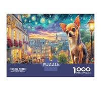Chihuahua Jigsaw Puzzles for Adults Kids, 1000 Piece Sunset Glow Impossible Challenge Toy Educational Game Home Decoration for Adults& Kids Age 14 Years Up 70x50cm/1000pcs