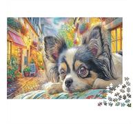 Chihuahua Jigsaw Puzzles Lying Chihuahua in Street Adult Jigsaws Difficult Challenging Educational Game 38x26cm/1000pcs