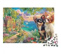 Chihuahua Kiss Jigsaw Puzzles for Adult Challenging Puzzles The Impossible Challenge 1000 Pieces Cute Difficult Hard Jigsaw Puzzles for Man And Woman with Letters on Back 52x38cm/1000pcs