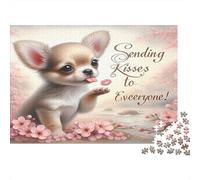 Chihuahua Kisses 100% Recycled Cardboard Cute Chihuahua 1000Pc Jigsaw for Adults Challenging & Brainteasing 70x50cm/1000pcs