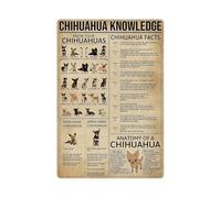 Chihuahua Knowledge Metal Tin Signs Chihuahua Infographics Retro Posters Dog Encyclopedia Guide Plaques Home Farmhouse Pet Shop Wall Decor 8x12 Inches