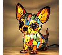 Chihuahua lamp, Corgi Lamp Dachshund Lamp, Stained Glass,Stained Resin French Bulldog Tabletop Night Light, Dog Series Art Night Light,Vintage Cute Animals (Chihuahua)