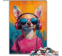 Chihuahua Listening to Music 1000 Pieces Jigsaw Puzzles for Adults And Teens, for Age 14+ Game Wall Decoration Unique Gifts for Birthday And Christmas (50x75cm)