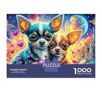 Chihuahua Love 1000 Pc Sturdy Cardboard Classic Jigsaw Puzzle Vibrant for Adults & Kids 12+, Stress Relief Puzzle, Decompression & Wall Decor, Ultimate Relaxation Gift 70x50cm/1000pcs