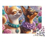 Chihuahua Love 1000pc Thick Cardboard Jigsaw Puzzle for Stress Relief Seekers Christmas Gathering Home Decor Home Leisure Time Social Icebreaker 52x38cm/1000pcs