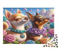 Chihuahua Love Jigsaw Puzzle 1000 Piece Recycled Paper for Adults Puzzle for Adults Impossible Hard Challenging Game Fun Home Present Great Gift for Men Women 52x38cm/1000pcs