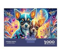 Chihuahua Love Jigsaw Puzzles Puzzle for Adults Kids. 1000 Pieces Impossible Challenge Toy Educational Game Home Decoration for Adults& Kids Age 14 Years Up 52x38cm/1000pcs