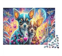Chihuahua Love Puzzles 1000 Pieces for Adults, 1000 Piece Moonlit Castle Impossible Challenge Toy for Educational Games Gifts 70x50cm/1000pcs