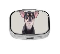 Chihuahua,Meta Pill Box 2 Compartment Medicine Case,Portable Organizer,Rectangle Meta Portable Organizer Pill Box 1933 Compartment Medicine Case