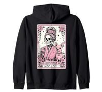 Chihuahua Mom Tarot Card Pink Roses Coffee Lover Dog Mama Zip Hoodie