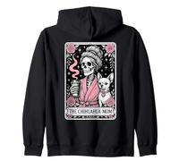 Chihuahua Mom Tarot Card Pink Roses Funny Dog Lover Mommy Zip Hoodie