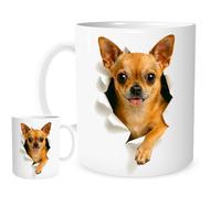 Chihuahua Mug - 11oz White Ceramic Coffee Cup with Photorealistic Dog Breakthrough Design - Funny Gift for Dog Lovers, Pet Owners & Chihuahua Fans