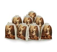 Chihuahua on The Hillside 8 PCS Muslin Bags with Drawstring Sachet Bags Empty Small Cotton Drawstring Bag Muslin Reusable & Washable Cotton Bag for Herb Spice Candy Soap Jewelry Wedding Gift Pouches