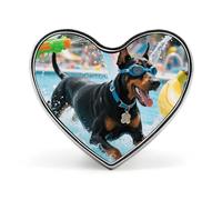 Chihuahua on Track Fashion Heart Brooch Pins Lightweight Enamel Lapel Pin for Women Men, Hat Bag Jacket Clothing Accessory Jewelry Gift, Doberman Pool Blitz, Love form