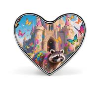 Chihuahua on Track Fashion Heart Brooch Pins Lightweight Enamel Lapel Pin for Women Men, Hat Bag Jacket Clothing Accessory Jewelry Gift, Fairy Castle Raccoon, Love form