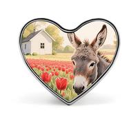 Chihuahua on Track Fashion Heart Brooch Pins Lightweight Enamel Lapel Pin for Women Men, Hat Bag Jacket Clothing Accessory Jewelry Gift, donkey and red flower, Love form