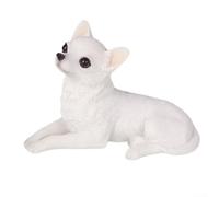 Chihuahua Ornaments Figurines, Sculpted Sitting Chihuahua Decoration to Enrich Your Garden Atmosphere, Real Life Sitting Chihuahua, Highly Detailed Garden Decoration (White)