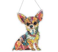Chihuahua Ornaments Suncatchers, Sun Catchers for Windows Chihuahua Toys, Single Piece Home Decoration Home Hangable Decor Accessories, Puppy Pendant Animal Memorial Gifts for Garden