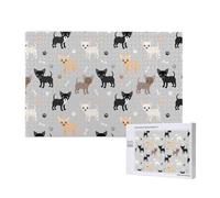 Chihuahua Paws And Bones,1000 Pieces Wooden Jigsaw Family Game Jigsaw Puzzles for Adults Teens Home Decor