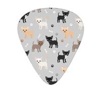 Chihuahua Paws And Bones,12 Pcs Guitar Pick,3 Different Thickness Plectrums for Acoustic Guitar Bass Ukulele (0.46mm 0.96mm 0.71mm)