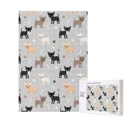 Chihuahua Paws And Bones,300 Pieces Wooden Jigsaw Family Game Jigsaw Puzzles for Adults Teens