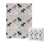Chihuahua Paws And Bones,500 Pieces Wooden Jigsaw Family Game Jigsaw Puzzles for Adults Teens