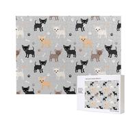 Chihuahua Paws And Bones,500 Pieces Wooden Jigsaw Family Game Jigsaw Puzzles for Adults Teens Home Decor