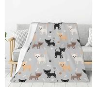 Chihuahua Paws And Bones,80"x60"Throw Flannel Blanket Super Soft Thick Cozy Comfy Couch