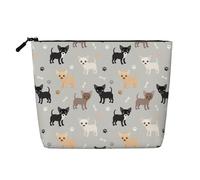 Chihuahua Paws and Bones, Cosmetic Bag Imitation Linen Makeup Bag Portable Travel Toiletry Bag