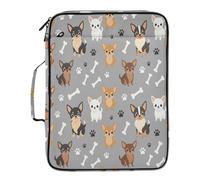 Chihuahua Paws and Bones File Folder Jacket 7 Pockets A4 Letter Size with Zipper Closure for Office Filing Folder