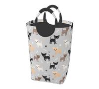 Chihuahua Paws And Bones, Laundry Hamper, Collapsible Laundry Basket Large Durable Storage Bin with Handles 50L