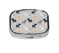 Chihuahua Paws and Bones,Meta Pill Box 2 Compartment Medicine Case,Portable Organizer