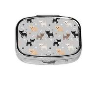Chihuahua Paws and Bones,Meta Pill Box 2 Compartment Medicine Case,Portable Organizer,Rectangle Meta Portable Organizer Pill Box 1938 Compartment Medicine Case