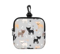 Chihuahua Paws and Bones, Square Zipper Storage Bag, Neoprene Coin Purse, Small Wallets, Change Pouch, Change Purse