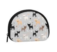 Chihuahua Paws and Bones, Women's Storage Bag Shell Makeup Bag Small Coin Purse Shell Change Pouch