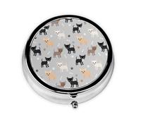 Chihuahua Paws and BonesMeta Pill Box 3 Compartment Medicine Case,Portable Organizer