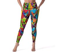 Chihuahua Pop Art Women's Yoga Pants High Waisted Leggings Workout Pants with Pockets M