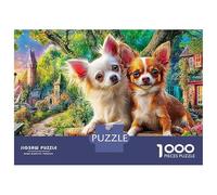 Chihuahua Portrait 1000 Pieces Jigsaw Puzzles Engaging Educational Games Two Chihuahuas in Flowers Jigsaw Puzzle Home Decoration for Adults And Kids 52x38cm/1000pcs