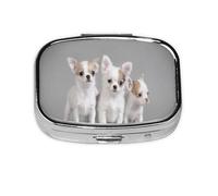 Chihuahua Puppies,Meta Pill Box 2 Compartment Medicine Case,Portable Organizer,Rectangle Meta Portable Organizer Pill Box 1934 Compartment Medicine Case