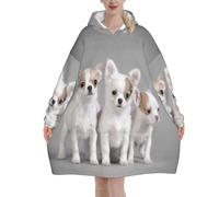 Chihuahua Puppies,Women's Oversized Wearable Blanket Hoodie, Blanket Sweatshirt,Flannel Pullover Blanket