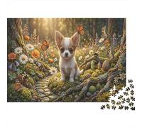 Chihuahua Puppy 1000 Piece Jigsaw As A Spring Wildflower Forest for Family Weekend Activity Participants Stress Relief Unique Pattern 52x38cm/1000pcs