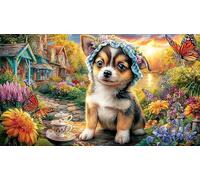 Chihuahua-puppy-in-spring-flowers-with-butterflies Jigsaw Puzzle 1000 Pieces Educational Games Great Gift Idea for Adults and Kids Age 12 Years Up Beautiful Decoration Puzzle 38x52/1000pcs