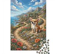 Chihuahua Puppy Premium 1000 Pieces Thick Cardboard Puzzle Coastal Cliff Kids 12+ Anxiety Relief Indoor Activity Idea 38x26cm/1000pcs