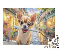 Chihuahua Puzzle Corgi in Colorful Street Backdrop Jigsaw Puzzle Theme:Romantic Street for Wall Decoration 52x38cm/1000pcs