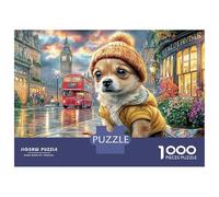 Chihuahua PuzzleDog in Parisian Street 1000 Pieces Challenge High Difficulty Wall Decor Colourful Challenging Brainteasing for Adults Kids 38x26cm/1000pcs