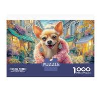 Chihuahua Puzzles Chihuahua with Cowboy Hat 1000 Pcs for Adults 100% Recycled Cardboard Fun Brainteasing Suitable for Decompression 52x38cm/1000pcs