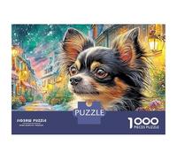 Chihuahua Recycled Cardboard 1000 Piece Jigsaw Puzzles Chihuahua Knit Hat Classic Educational Games for Families 52x38cm/1000pcs