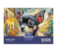 Chihuahua Recycled Cardboard 1000 Pieces Jigsaw Puzzle for People with Stress And Anxiety Chihuahua Lying Ball Challenging Puzzle Games 52x38cm/1000pcs
