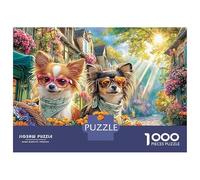 Chihuahua Recycled Sturdy Cardboard 1000 Piece Colorful Bloom Pair Jigsaw Puzzle for Adults Framable Art Birthday Present Quiet Time 1000pc 70x50cm/1000pcs